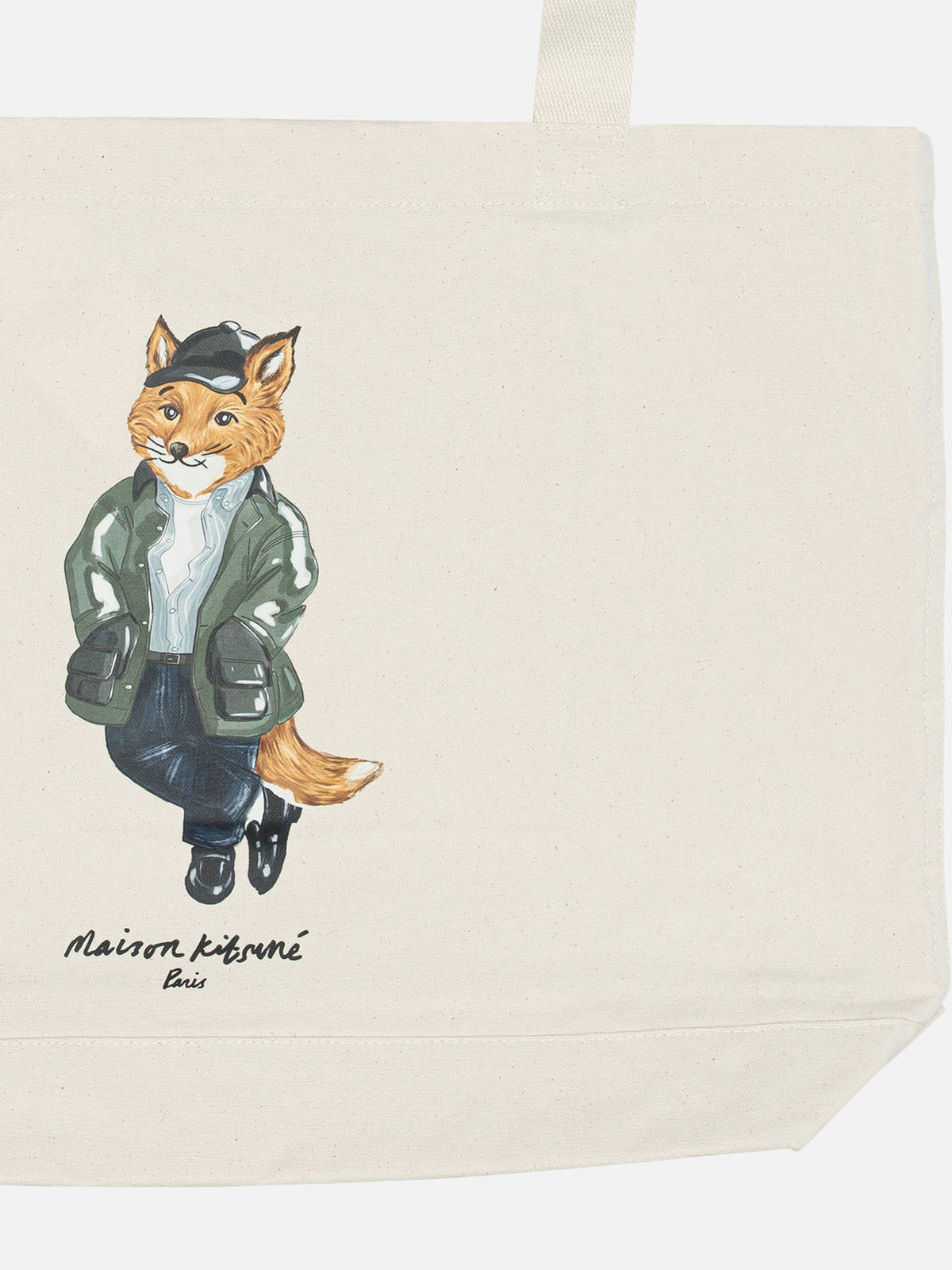 Maison Kitsuné "Weekend Fox" Large Shoulder Bag Beige - VIETTI