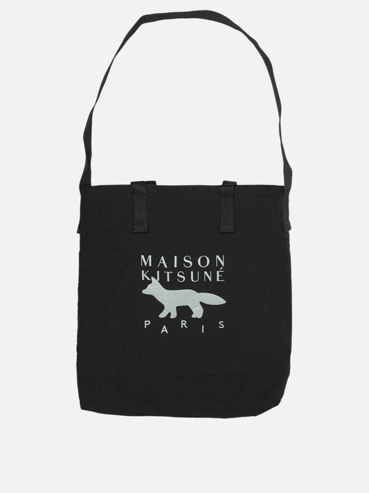 Maison Kitsuné Shoulder bag with large logo Black

