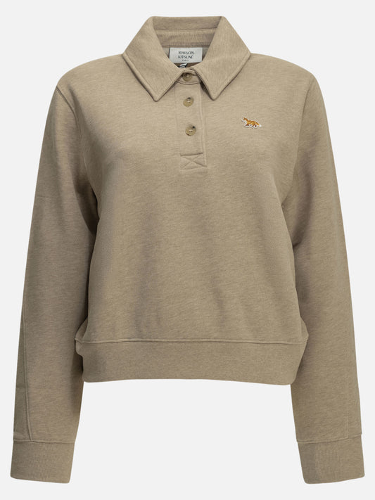 Maison Kitsuné "Baby Fox" Polo-Collar Sweatshirt Beige

