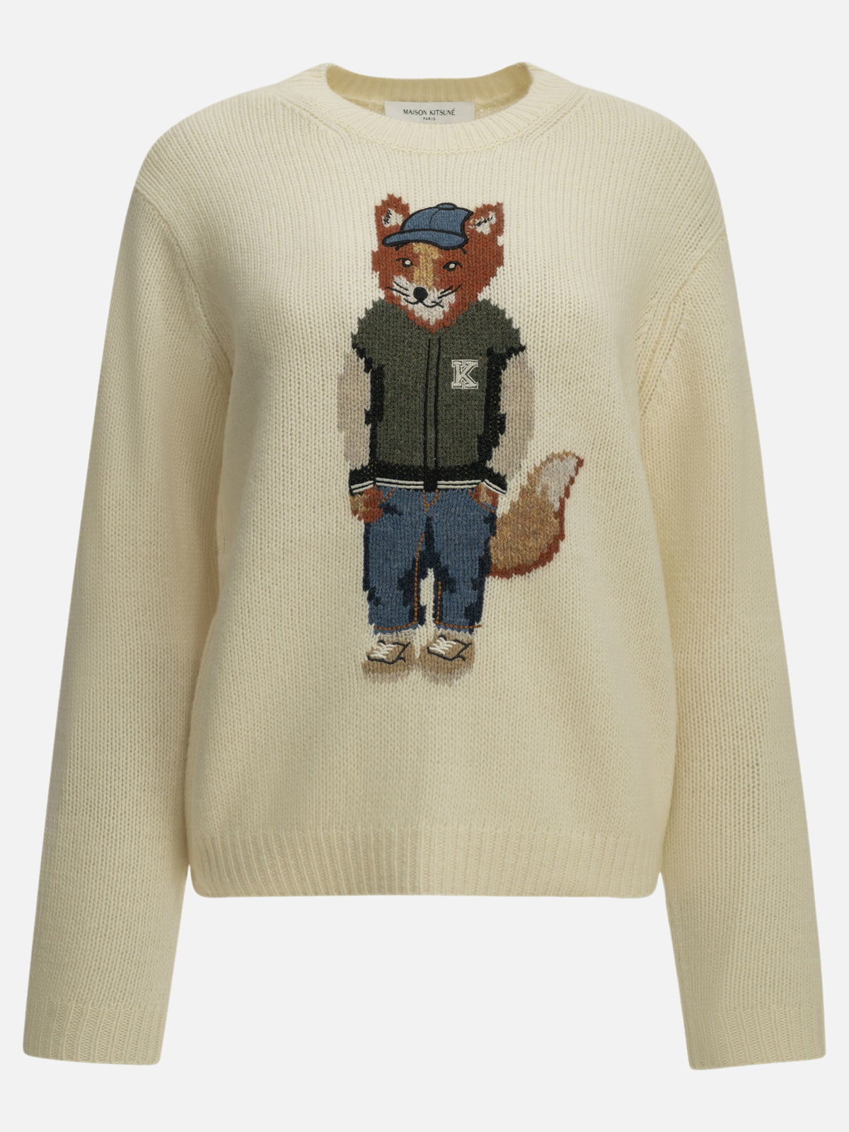 Maison Kitsuné "Dressed Fox" Crew-Neck Sweater White

