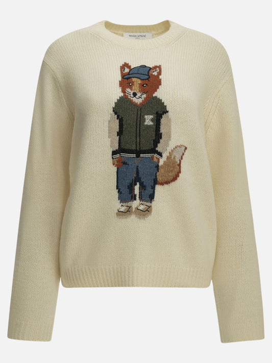 Maison Kitsuné "Dressed Fox" Crew-Neck Sweater White

