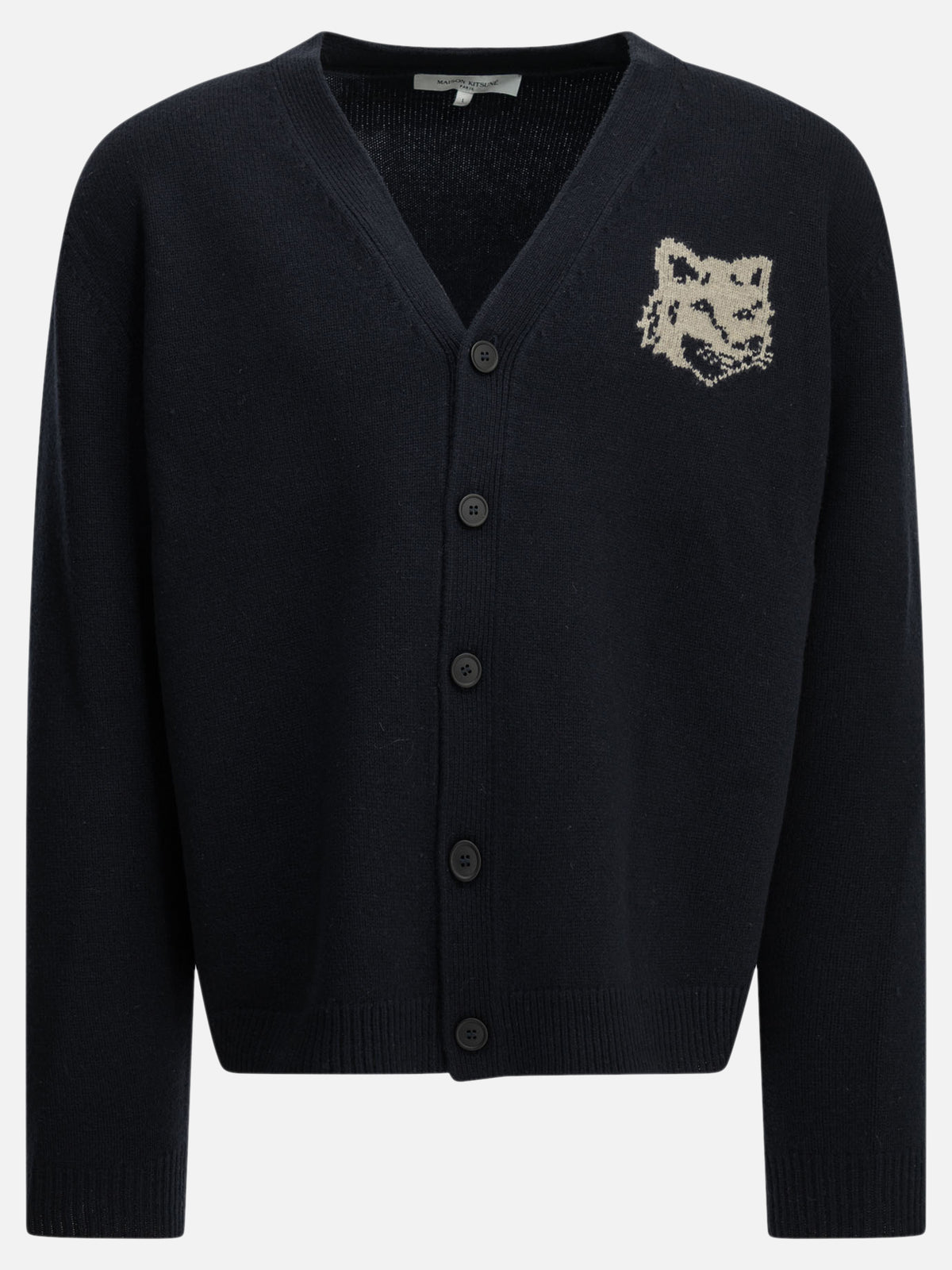 Maison Kitsuné "Fox Head" Cardigan Blue

