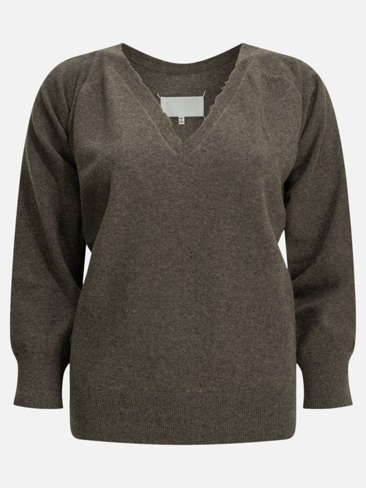 Maison Margiela "Lived-in" V-neck Sweater Brown

