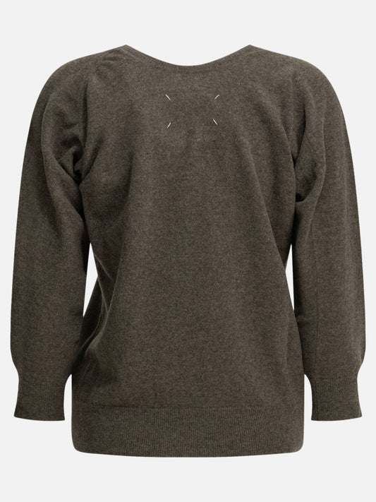 Maison Margiela "Lived-in" V-neck Sweater Brown

