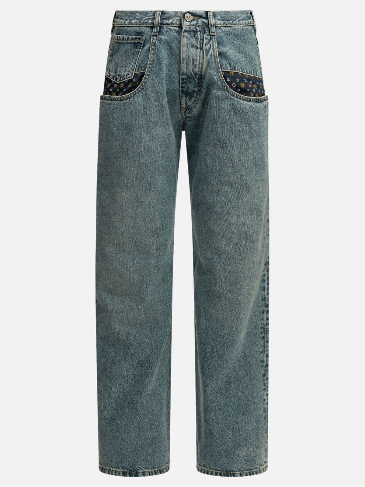 Maison Margiela "Boyfriend Paisley" Wide-Leg Jeans Light blue

