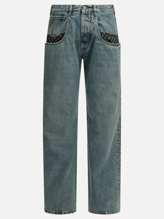 Maison Margiela "Boyfriend Paisley" Wide-Leg Jeans Light blue

