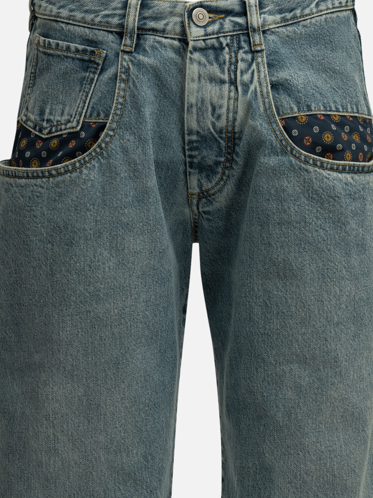 Maison Margiela "Boyfriend Paisley" Wide-Leg Jeans Light blue - VIETTI