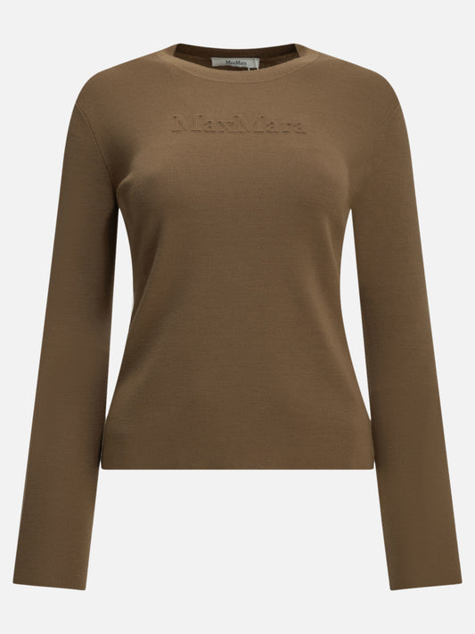 Max Mara Round-neck T-shirt made of virgin wool Brown

