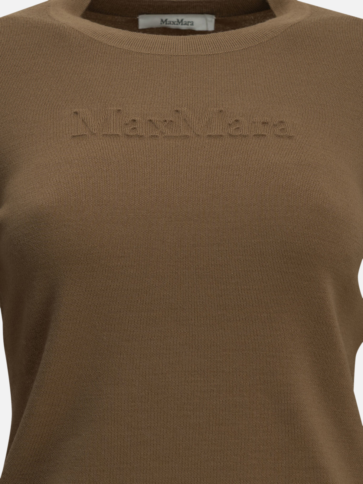 Max Mara Round-neck T-shirt made of virgin wool Brown

