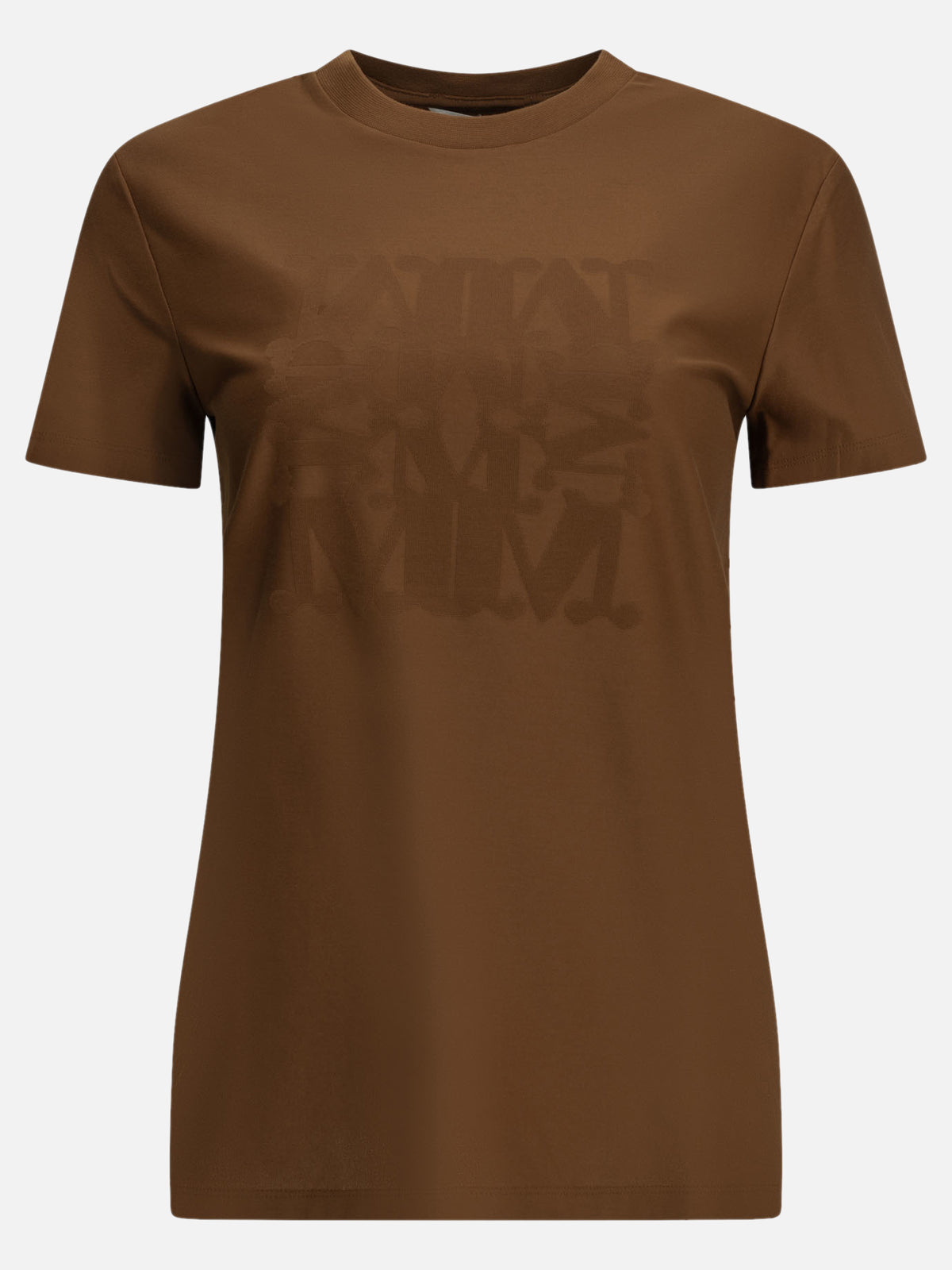 Max Mara Crewneck T-shirt with logo Brown

