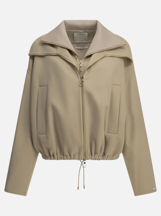 Max Mara Sportmax Virgin Wool Bomber Jacket Beige

