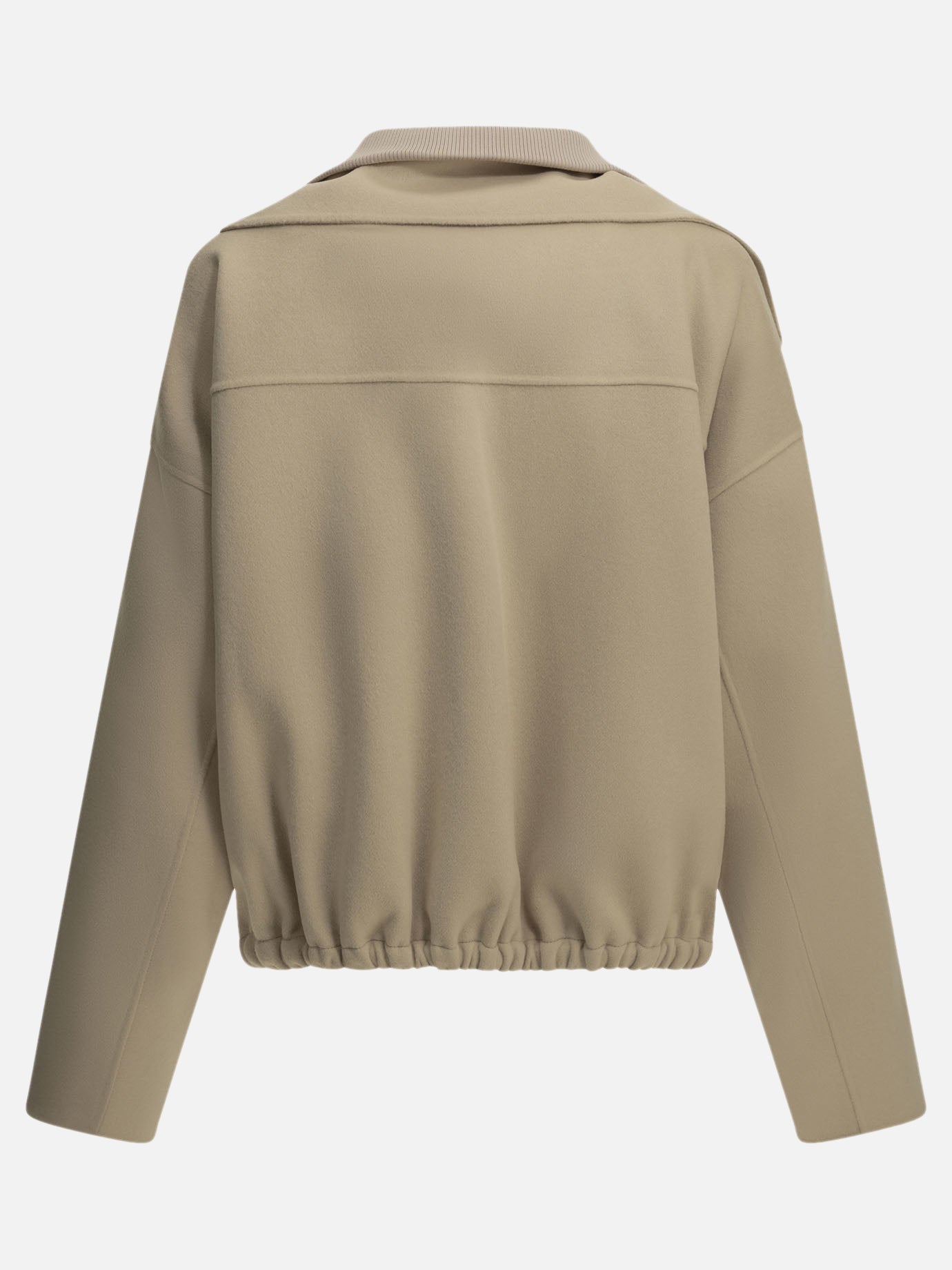 Max Mara Sportmax Virgin Wool Bomber Jacket Beige


