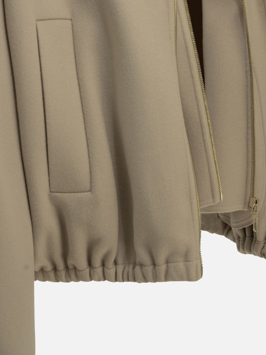 Max Mara Sportmax Virgin Wool Bomber Jacket Beige


