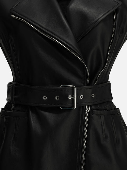 Max Mara Sportmax Sleeveless leather jacket Black

