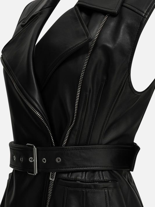 Max Mara Sportmax Sleeveless leather jacket Black

