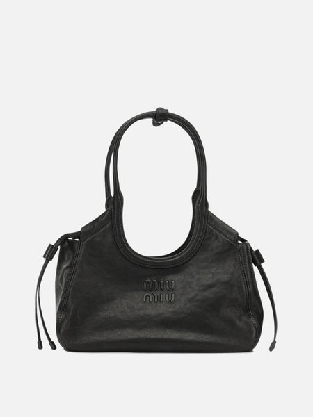 【美品】MIU MIU 黒 プリーツバッグ　ショルダー紐付き　ハンドバッグ Miu Miu 