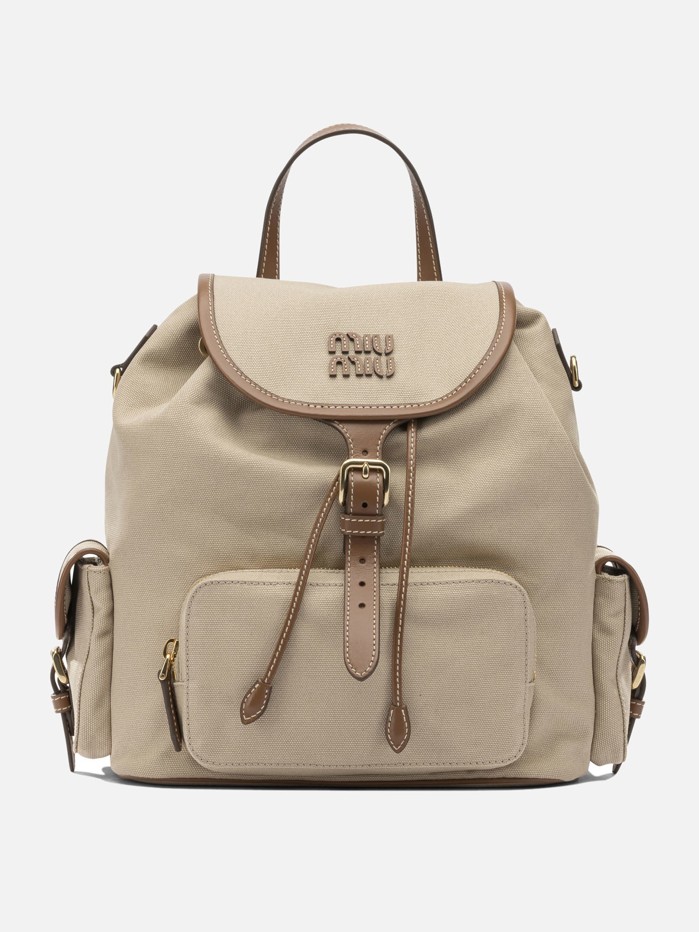 Miu Miu Hemp and leather backpack Beige - Women