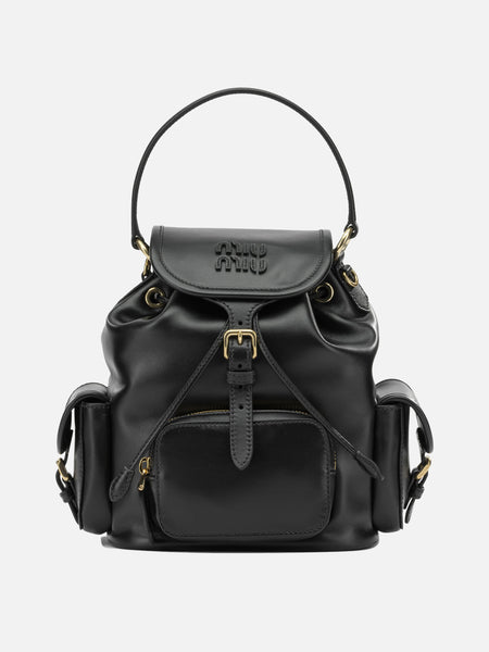 Miu Miu Leather backpack Black - Women | VIETTI Online Store