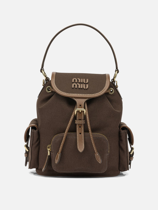Casual backpacks 100% cotton 100% lamb leather  Brown - Miu Miu Women | PLP | VIETTI Online Store 
