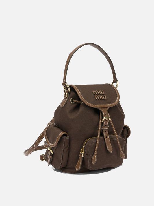 Casual backpacks 100% cotton 100% lamb leather  Brown - Miu Miu Women | PLP | VIETTI Online Store | 2
