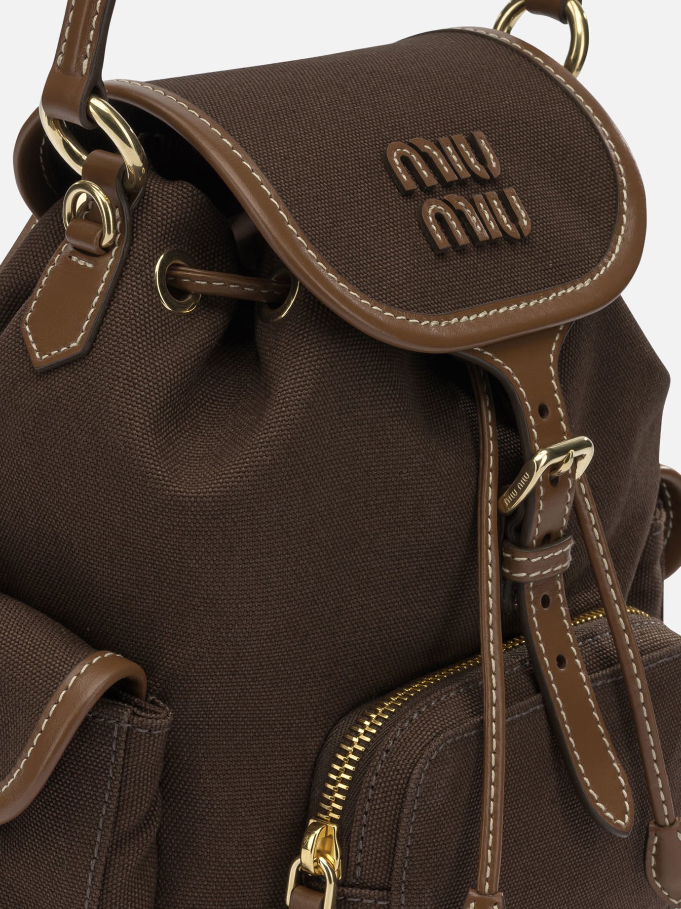 Casual backpacks 100% cotton 100% lamb leather  Brown - Miu Miu Women | PDP | VIETTI Online Store | thumbnail_4