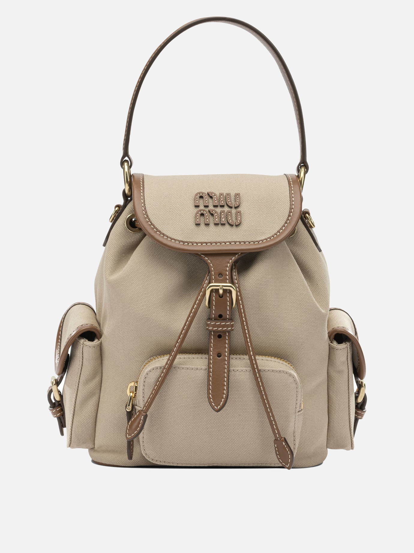Casual backpacks 100% cotton Other Fabric: 100% leather  Beige - Miu Miu Women | PDP | VIETTI Online Store | thumbnail
