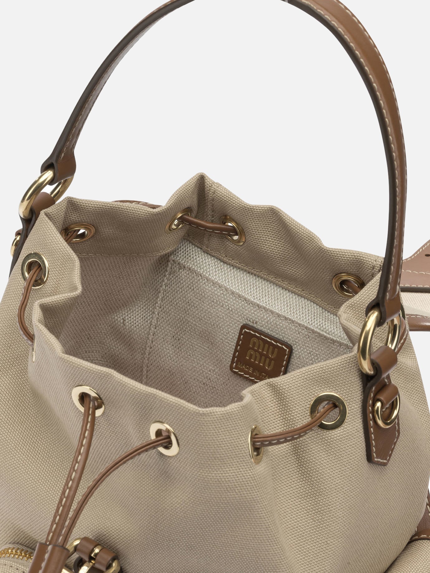 Casual backpacks 100% cotton Other Fabric: 100% leather  Beige - Miu Miu Women | PDP | VIETTI Online Store | thumbnail_5
