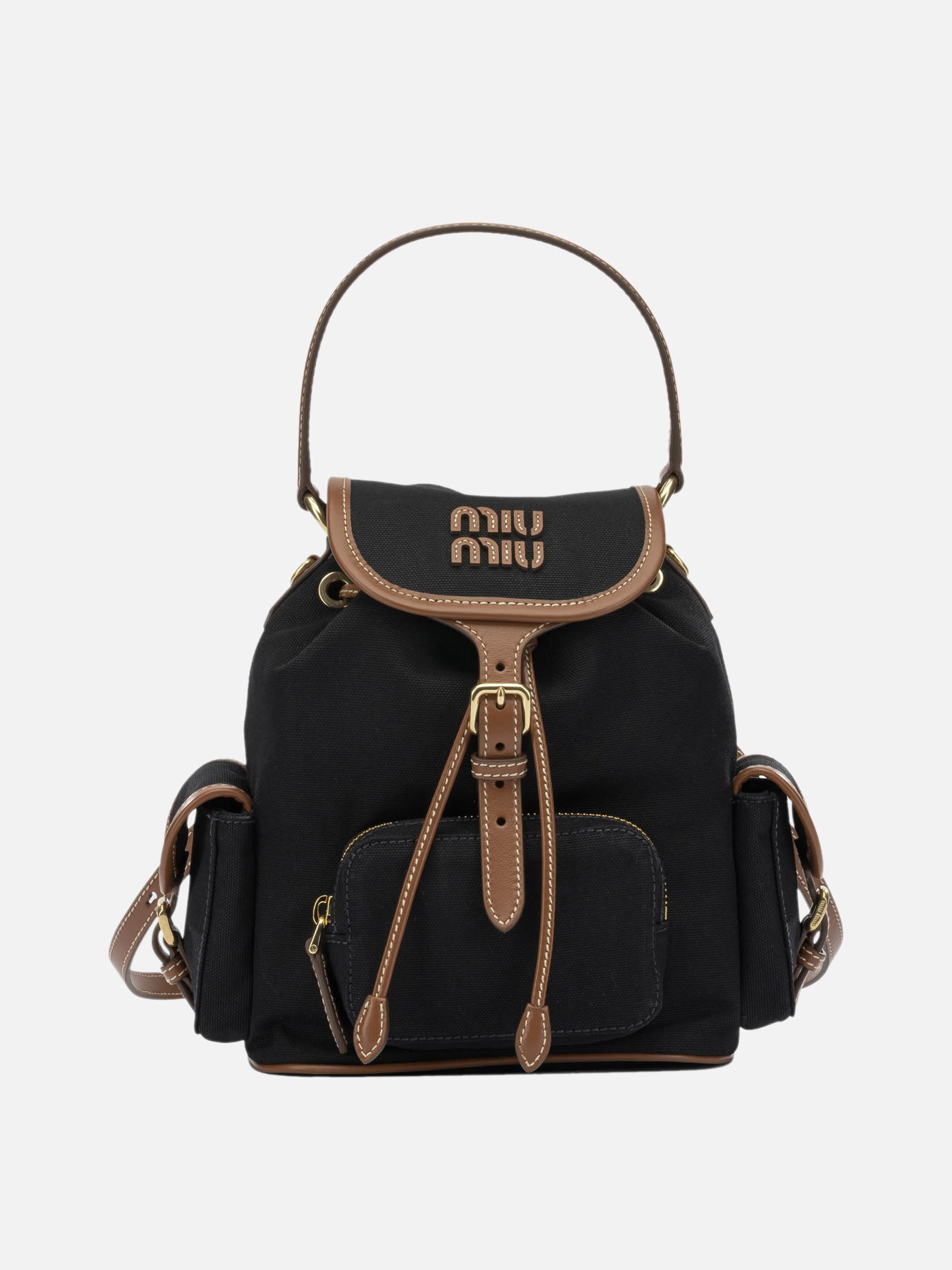 Casual backpacks 100% cotton - Other fabric: 100% calf leather  Black - Miu Miu Women | PDP | VIETTI Online Store | Zoom-Modal
