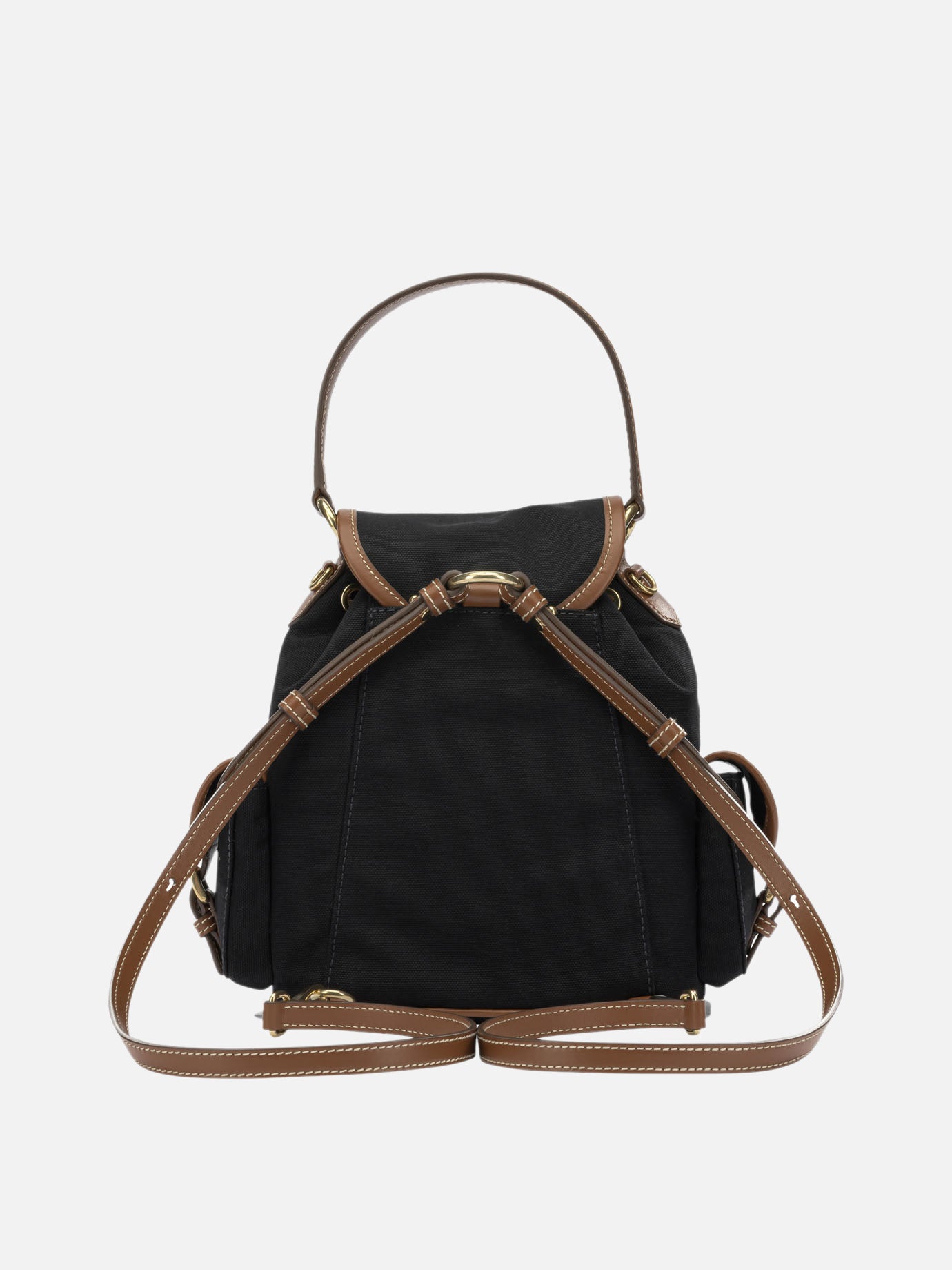 Miu Miu Canvas and leather backpack with logo 5BZ043 Black - Women