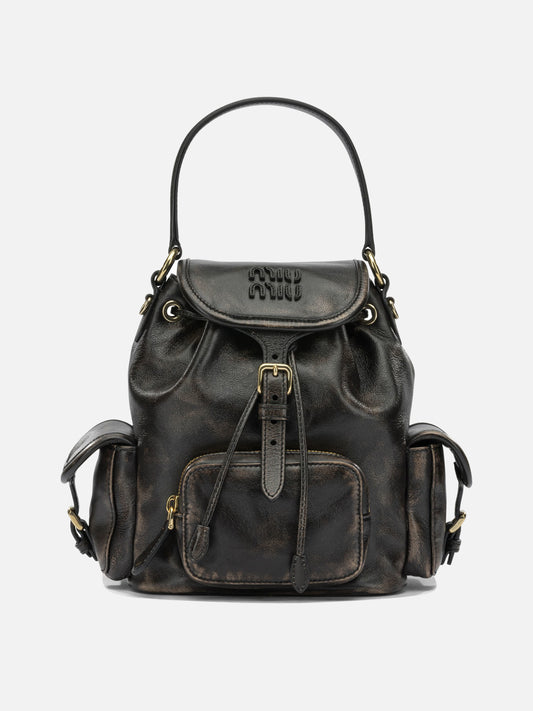 Casual backpacks 100% lamb leather  Black - Miu Miu Women | PLP | VIETTI Online Store 
