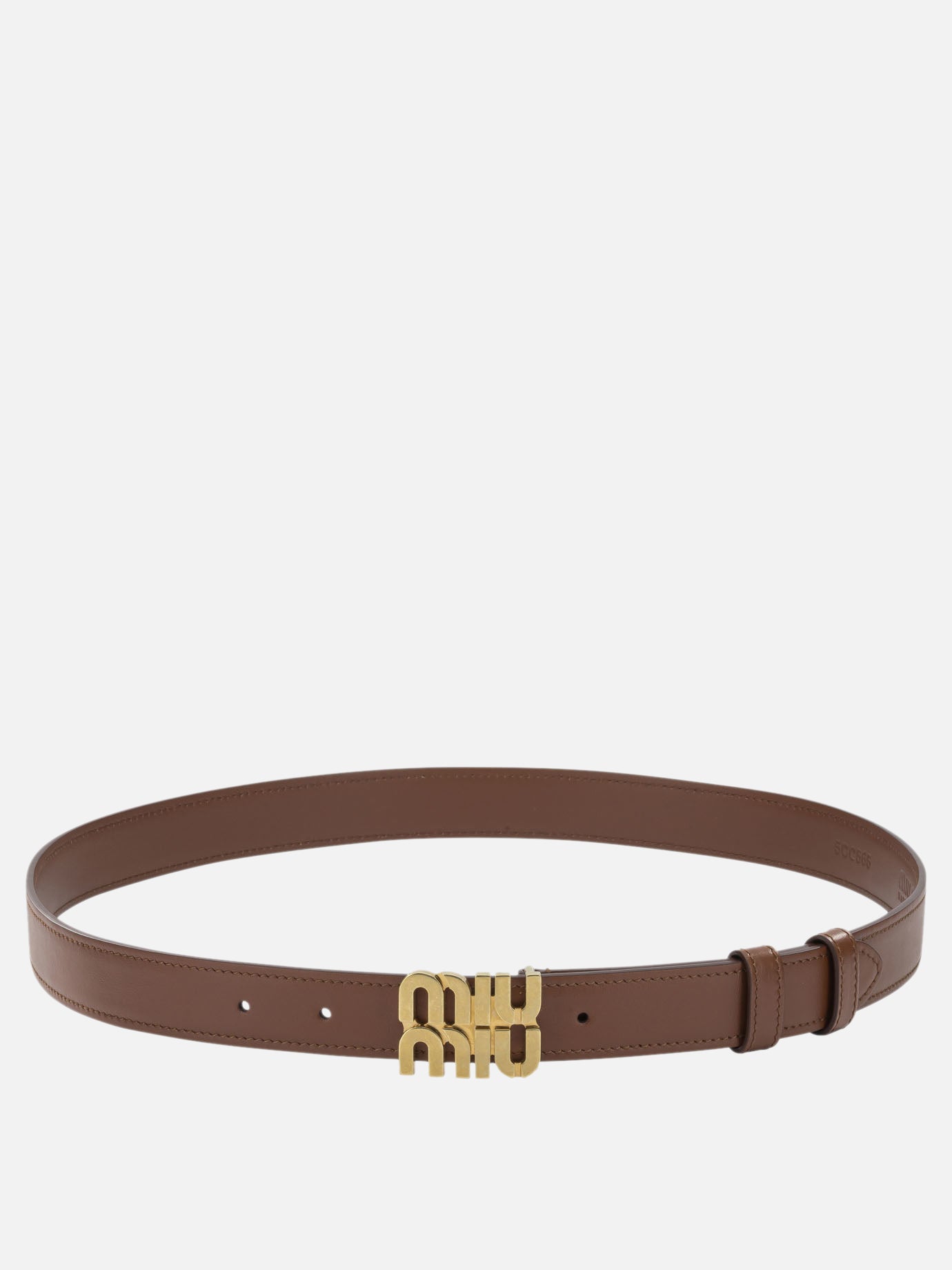 Leather belts Logo  Brown - Miu Miu Women | PDP | VIETTI Online Store | Zoom-Modal
