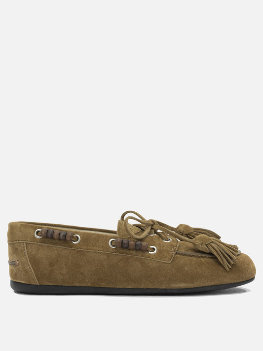 Laced loafers 100% calf leather - 100% rubber  Brown - Miu Miu Women | PLP | VIETTI Online Store 
