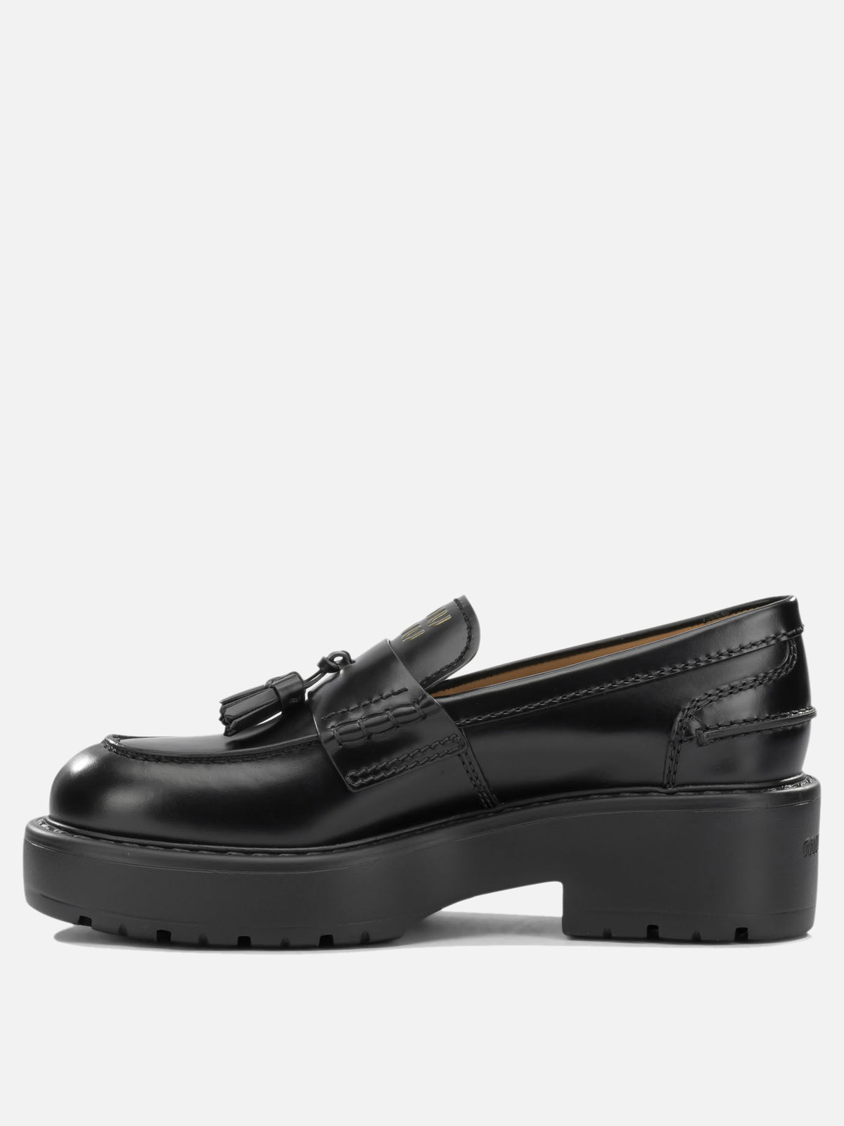 Miu Miu Brushed-leather loafers Black

