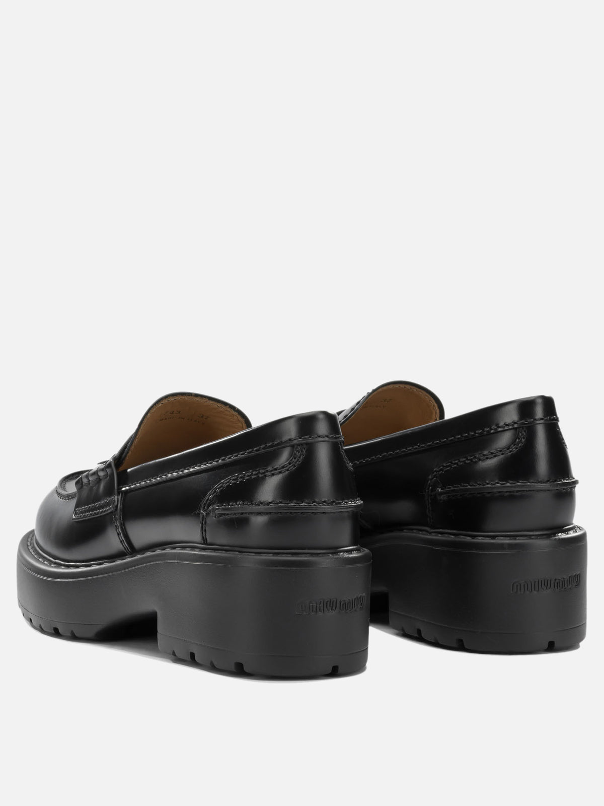 Miu Miu Brushed-leather loafers Black

