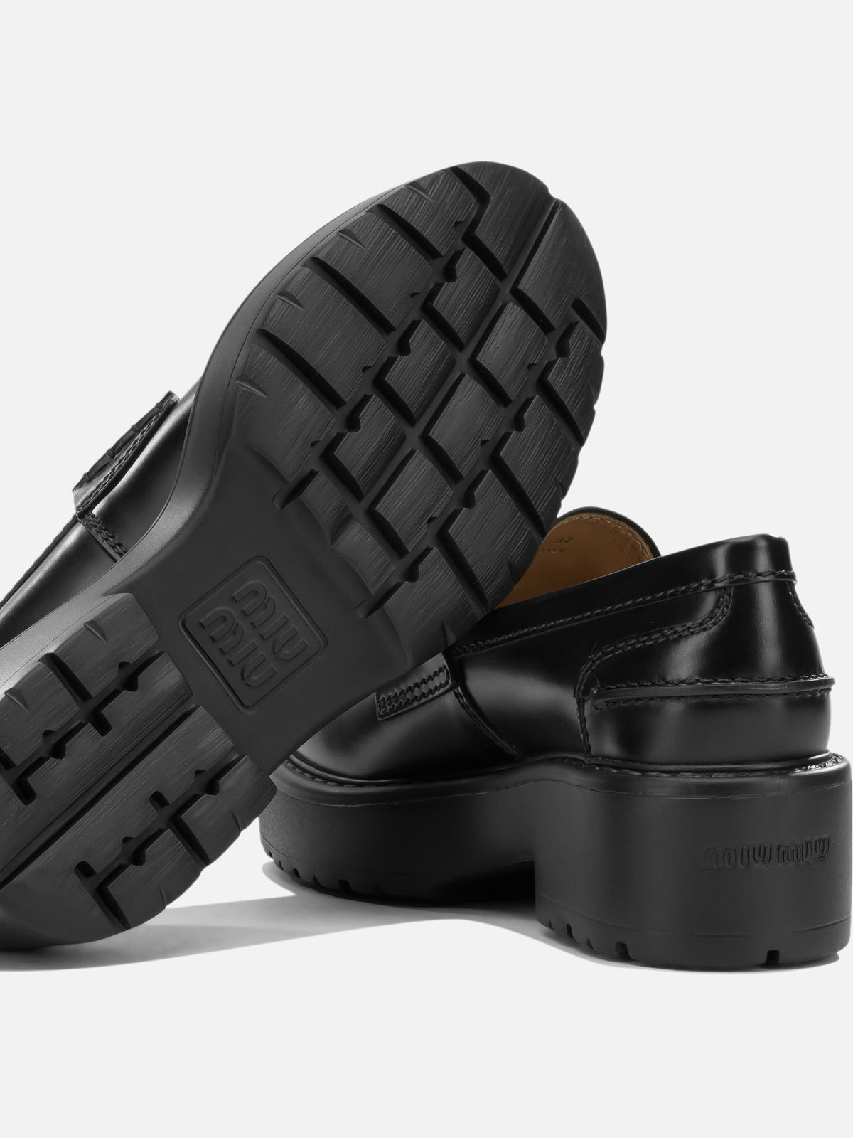 Miu Miu Brushed-leather loafers Black

