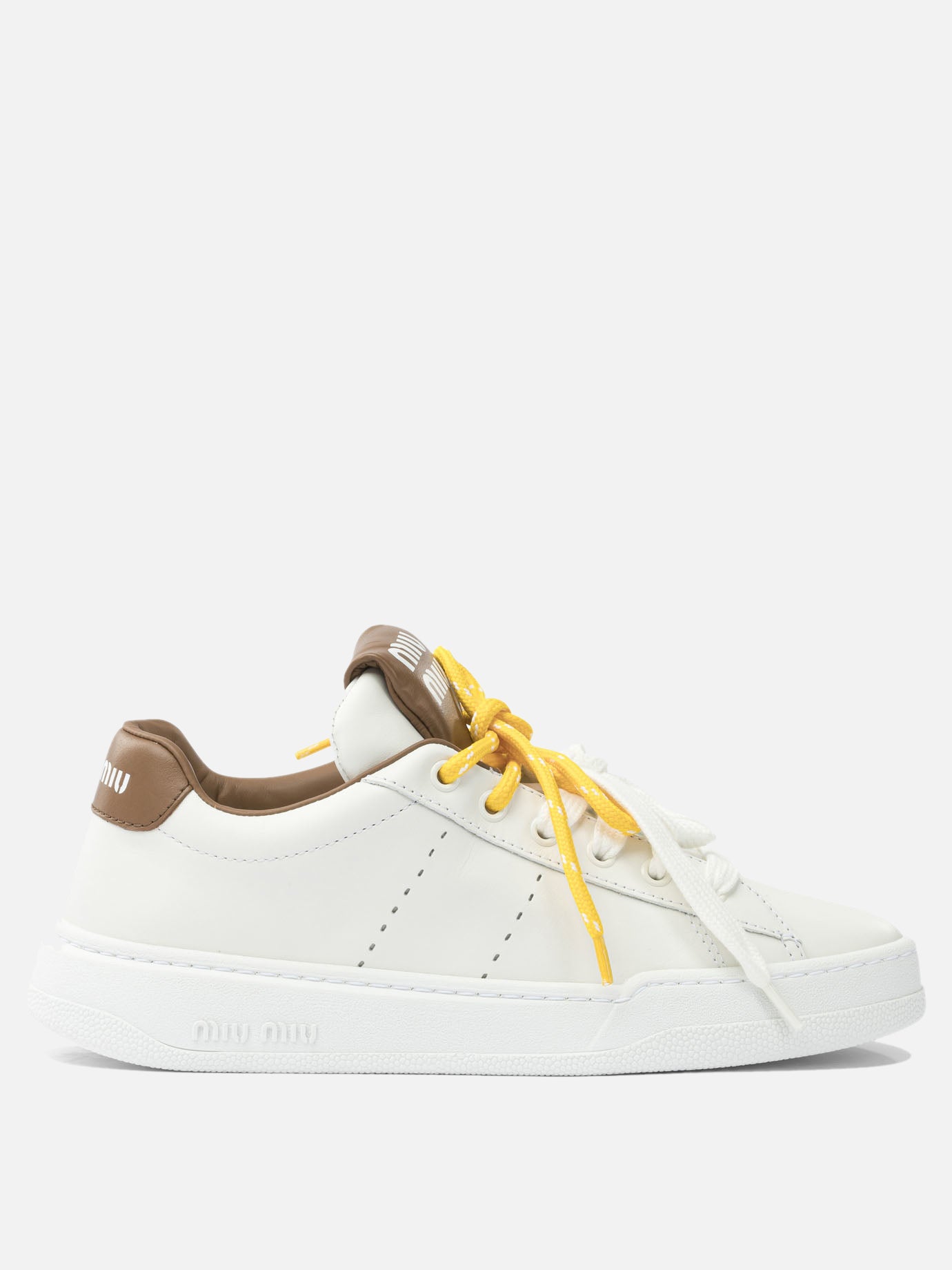 Low top sneakers 100% calf leather  White - Miu Miu Women | PDP | VIETTI Online Store | thumbnail