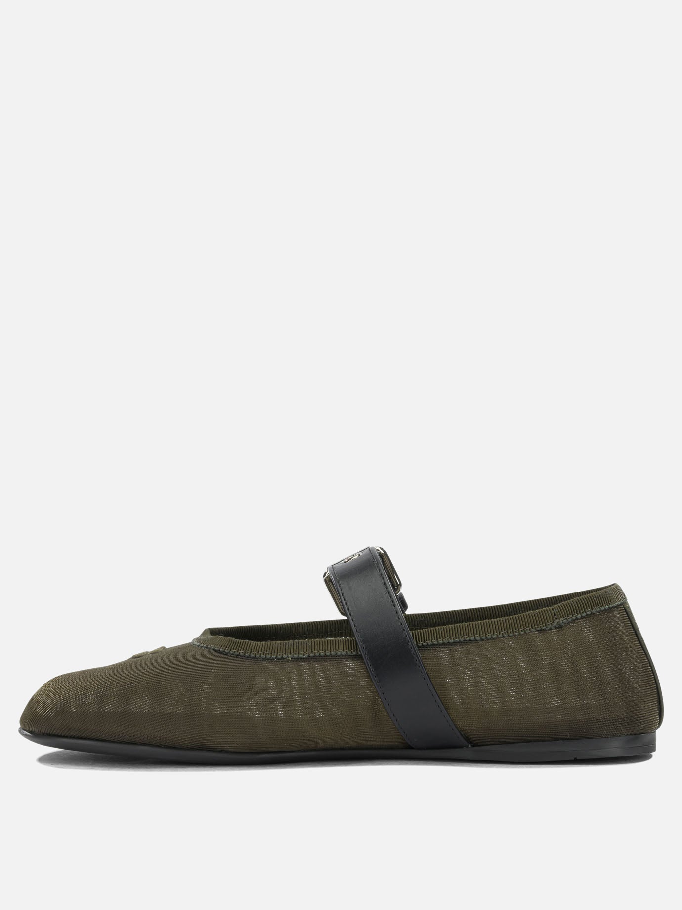 Mary Jane ballet flats 100% polyester - 100% rubber  Green - Miu Miu Women | PDP | VIETTI Online Store | thumbnail_3