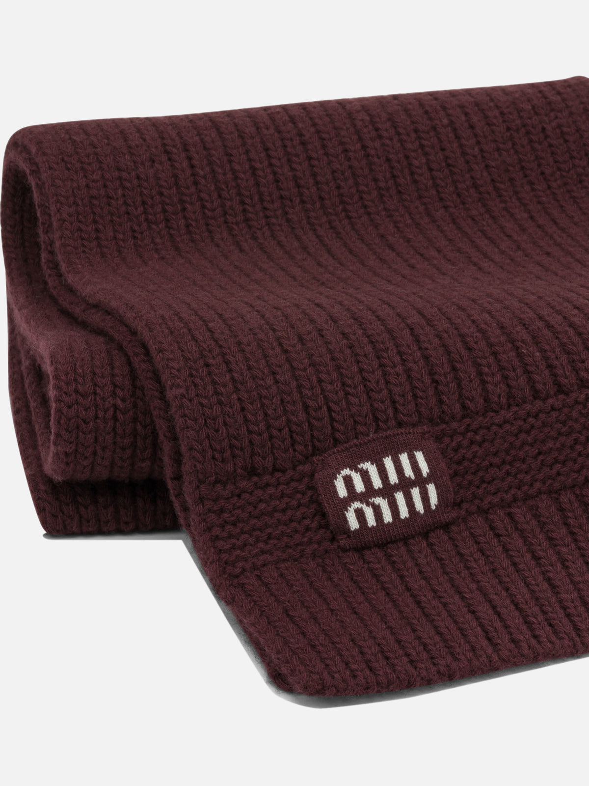 Miu Miu Wool and cashmere scarf with logo Bordeaux - VIETTI