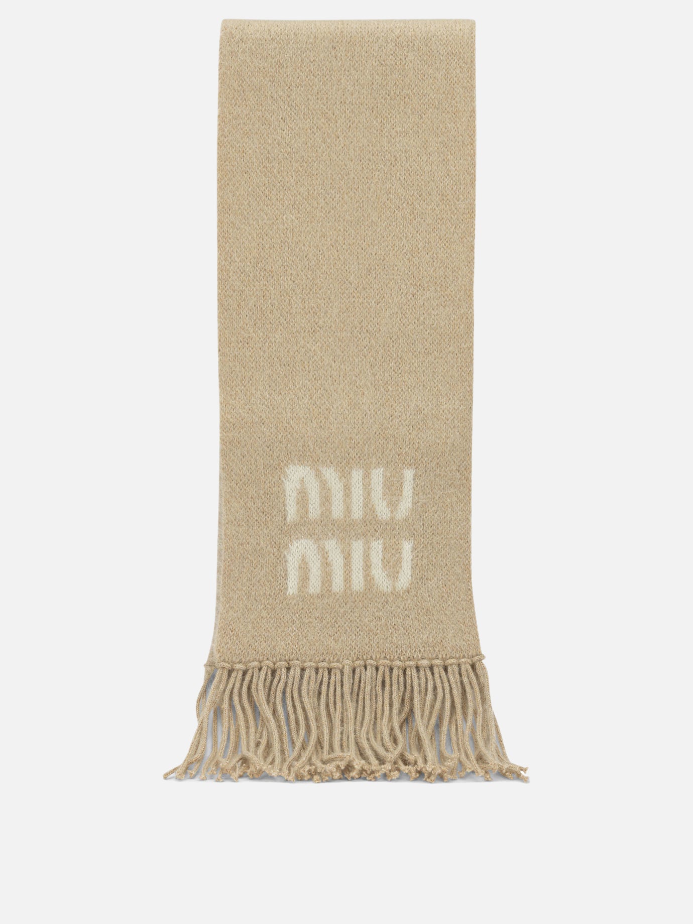 Fringed scarves 5FS062  Beige - Miu Miu Women | PDP | VIETTI Online Store | Zoom-Modal
