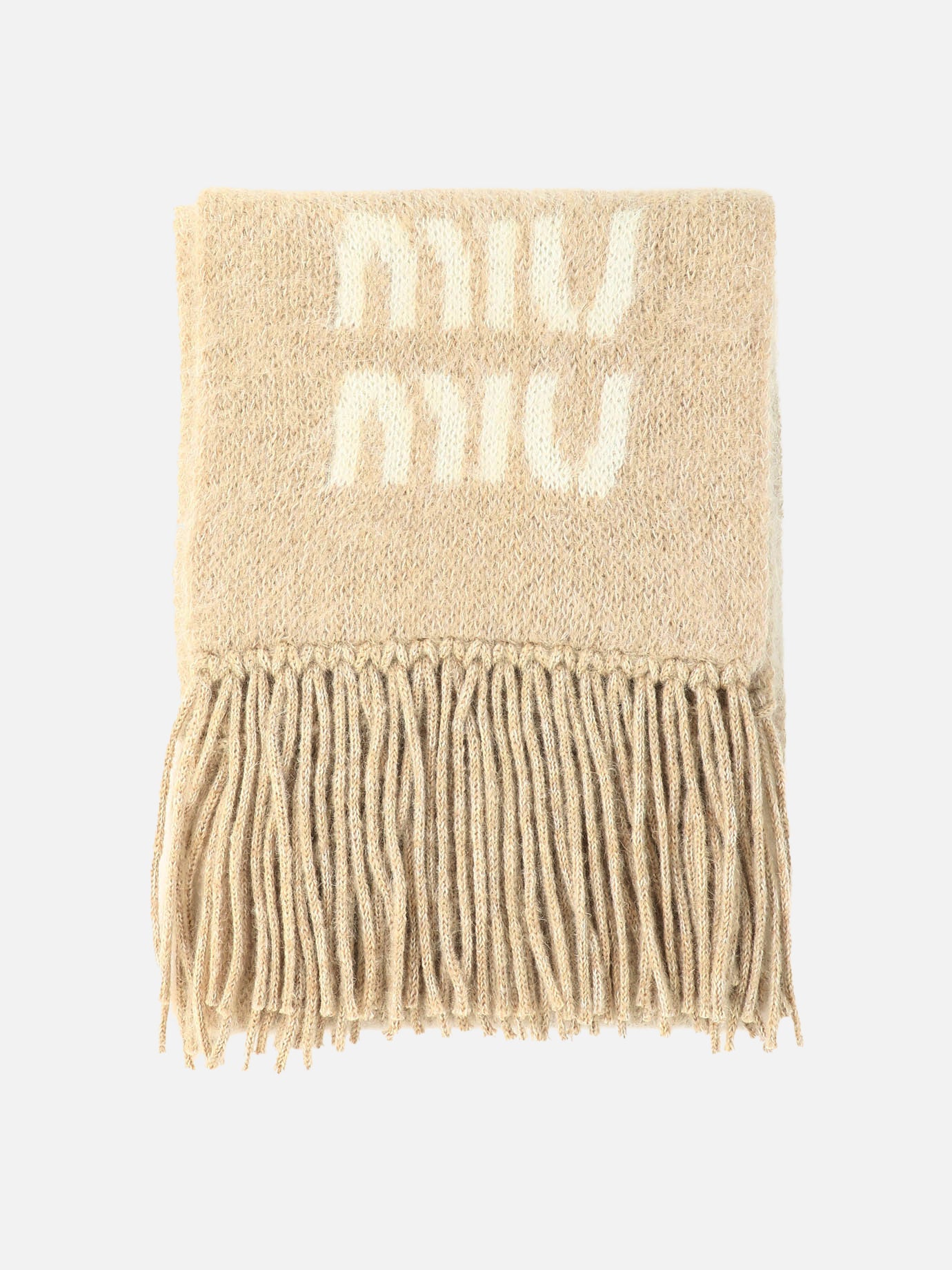 Fringed scarves 5FS062  Beige - Miu Miu Women | PDP | VIETTI Online Store | Zoom-Modal
