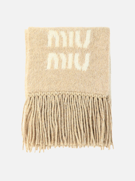 Fringed scarves 5FS062  Beige - Miu Miu Women | PDP | VIETTI Online Store 
