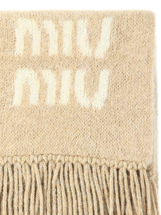 Fringed scarves 5FS062  Beige - Miu Miu Women | PDP | VIETTI Online Store | 2
