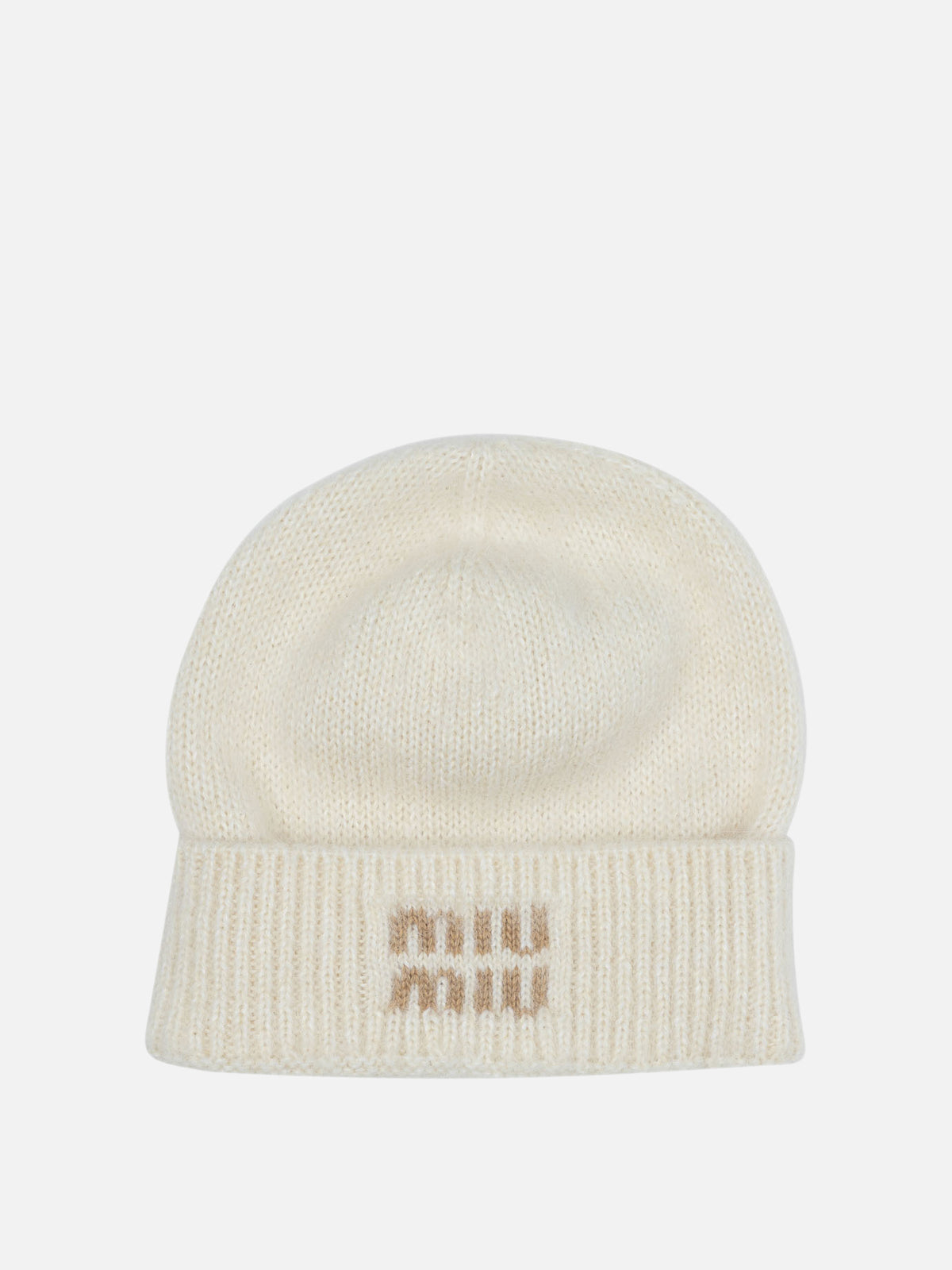 Miu Miu Mohair beanie with logo White - VIETTI