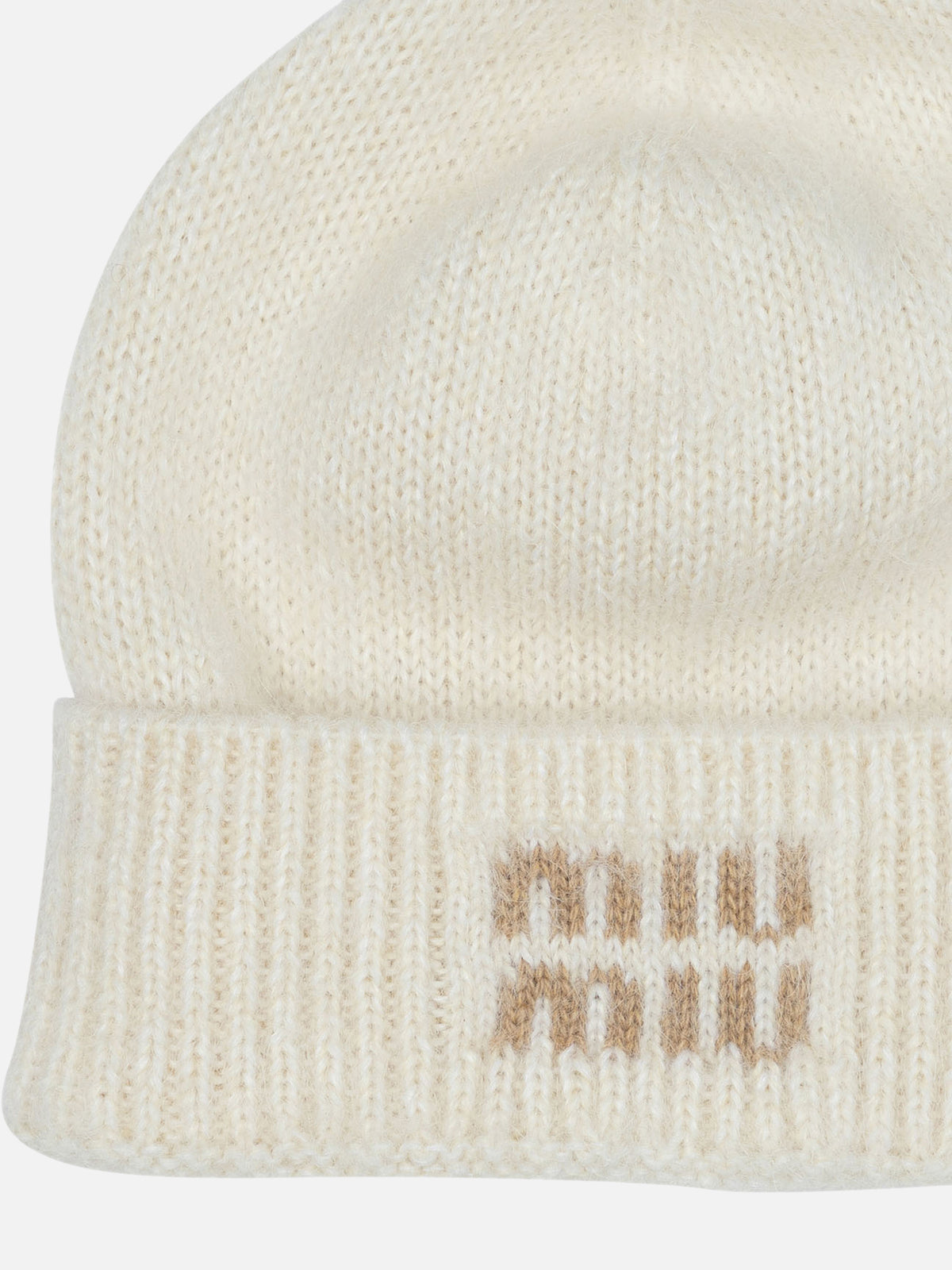 Miu Miu Mohair beanie with logo White

