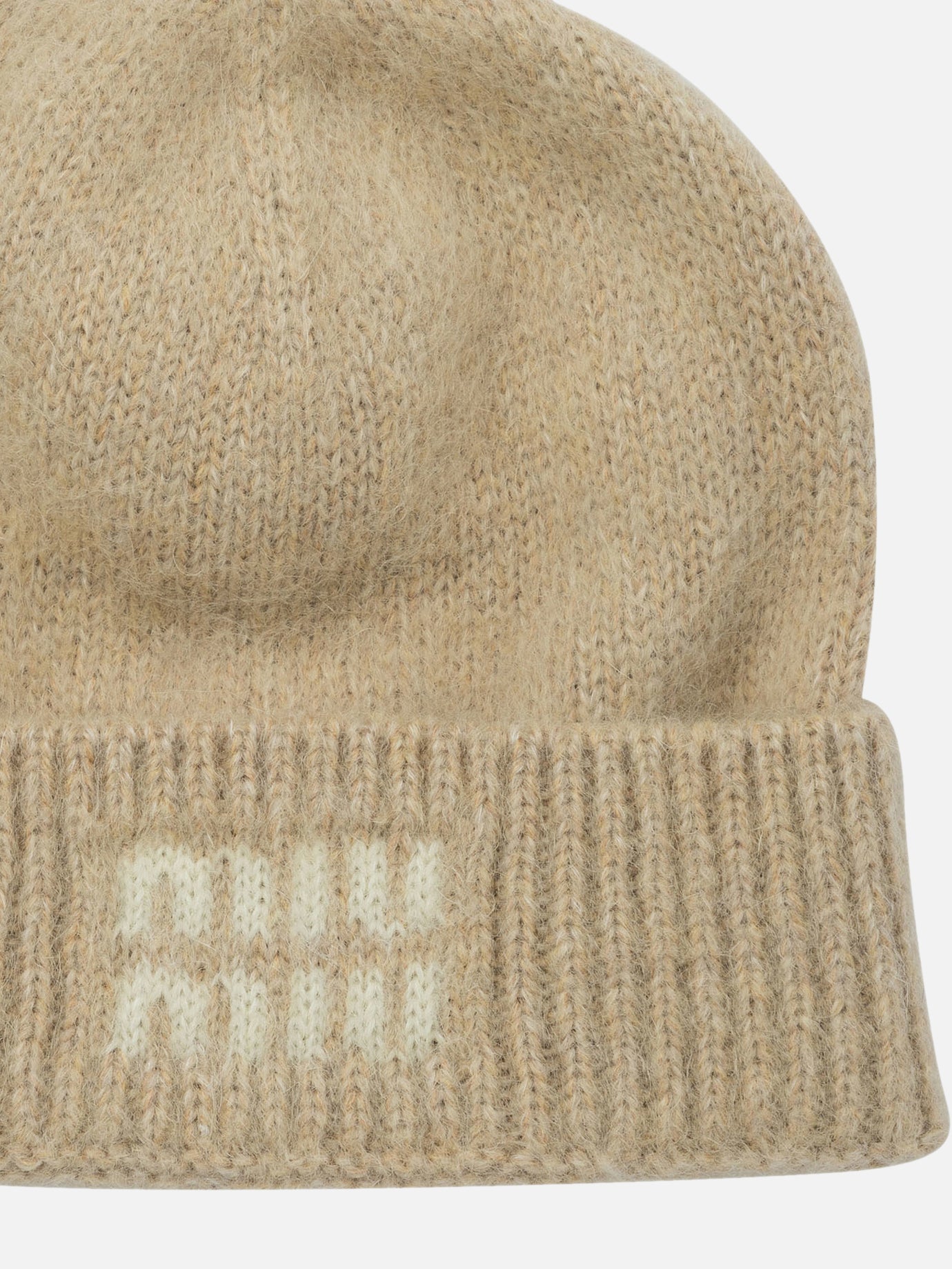 Miu Miu Mohair beanie with logo Beige - VIETTI