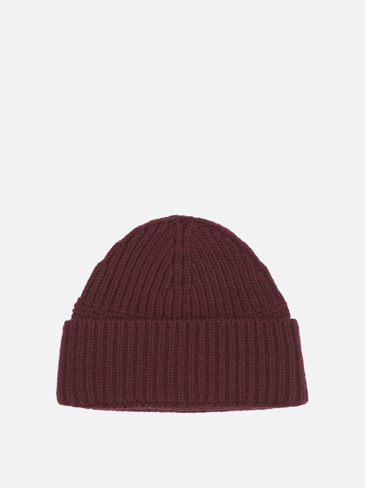 Miu Miu Wool and cashmere beanie with logo Bordeaux

