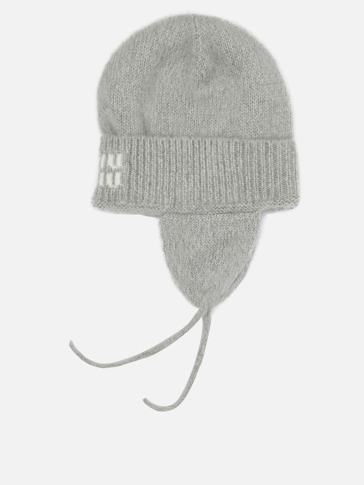 Miu Miu Beanie with earflaps and logo Grey

