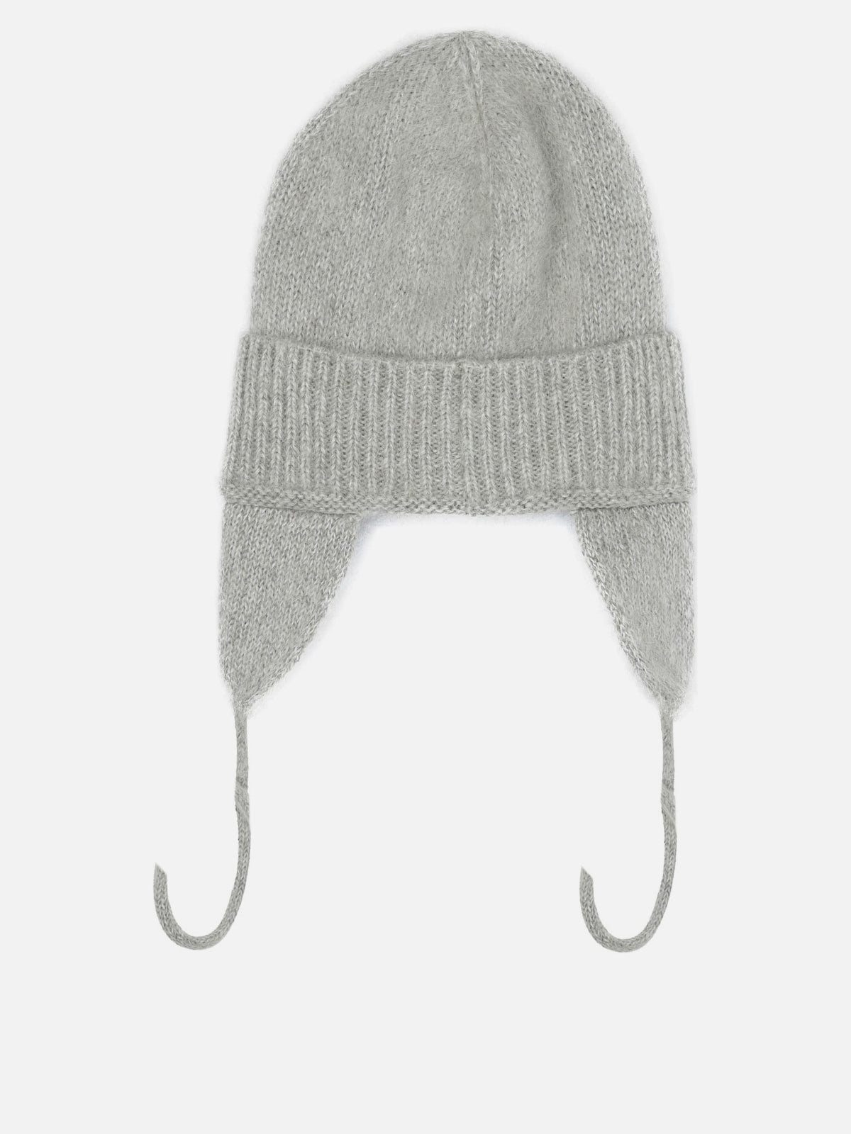 Miu Miu Beanie with earflaps and logo Grey

