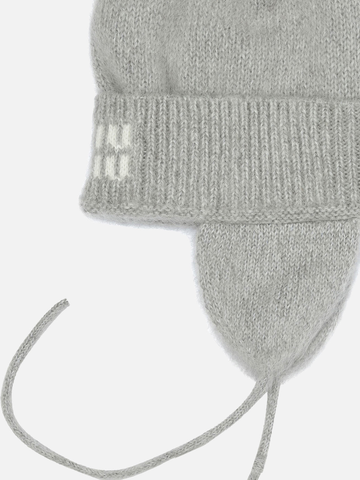 Miu Miu Beanie with earflaps and logo Grey

