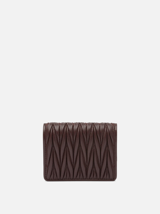 Miu Miu Nappa leather quilted wallet Bordeaux

